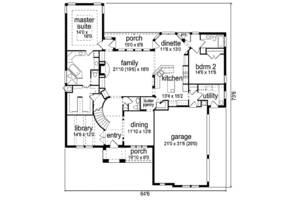 Floor Plan - Main Floor for European House Plan #84-465 - 4 bed, 3.5 bath