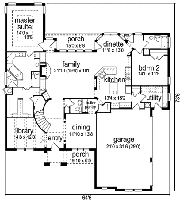 Dream House Plan - European Floor Plan - Main Floor Plan #84-465