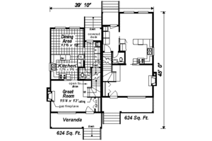 Floor Plan - Main Floor for Farmhouse House Plan #18-293 - 3 bed, 3 bath