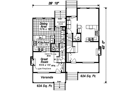 Floor Plan - Main Floor for Farmhouse House Plan #18-293 - 3 bed, 3 bath