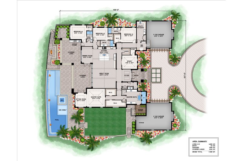 Architectural House Design - Floor Plan - Main Floor for Contemporary House Plan #1083-24 - 5 bed, 4.5 bath