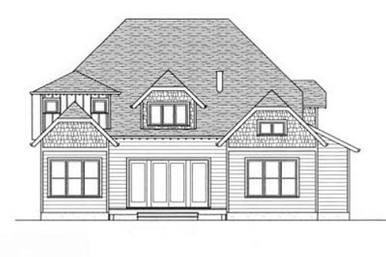 Exterior - Rear Elevation for European House Plan #413-104 - 4 bed, 3 bath