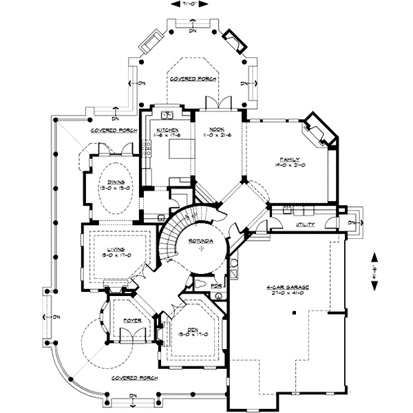 Victorian style house plan, main level floor plan