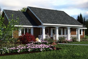 Country style home, ranch design, front elevation