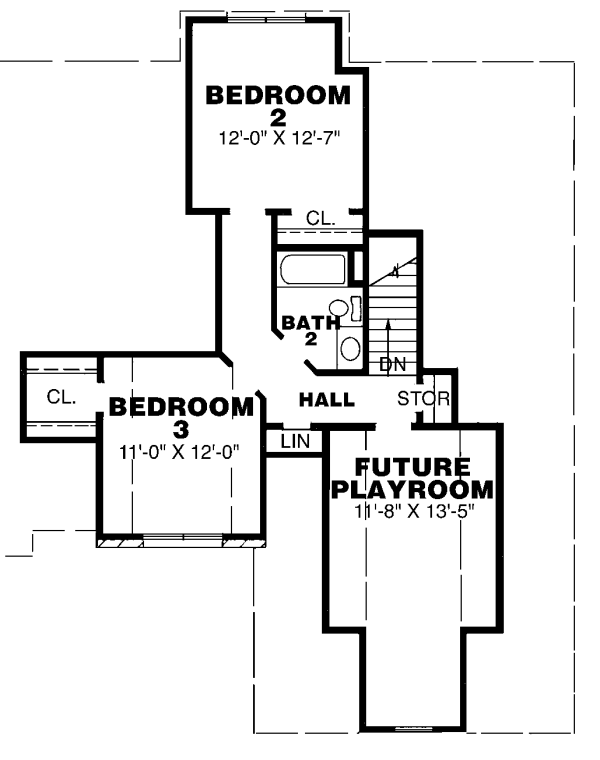 House Blueprint - Traditional Floor Plan - Upper Floor Plan #34-114