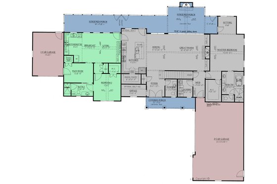 Floor Plan - Main Floor for Craftsman House Plan #437-111 - 4 bed, 3.5 bath