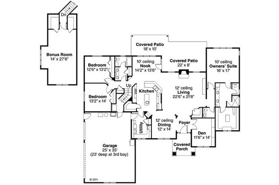 Floor Plan - Main Floor for Craftsman House Plan #124-846 - 3 bed, 2.5 bath