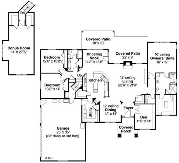 Craftsman Floor Plan - Main Floor Plan #124-846