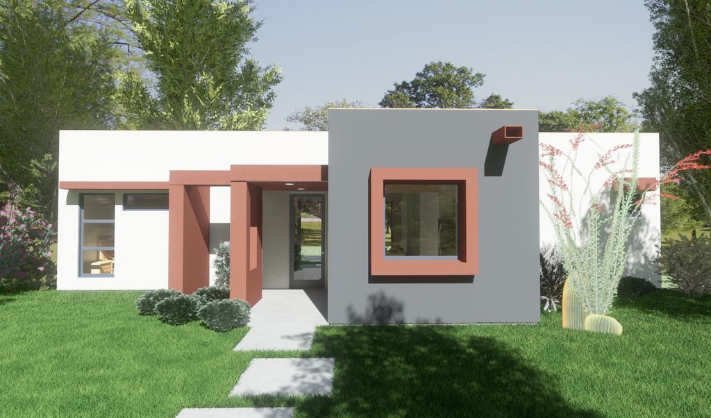 Exterior - Front Elevation 2 for Contemporary House Plan #1126-9 - 2 bed, 2 bath
