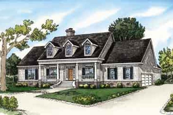 Exterior - Front Elevation for Southern House Plan #16-277 - 4 bed, 3.5 bath