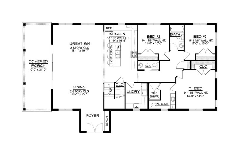 House Design - Floor Plan - Main Floor for Barndominium House Plan #1064-374 - 6 bed, 4.5 bath