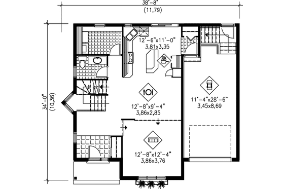 Floor Plan - Main Floor for Traditional House Plan #25-2027 - 3 bed, 1.5 bath