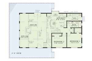 Floor Plan - Main Floor for Cabin House Plan #17-232 - 3 bed, 2 bath
