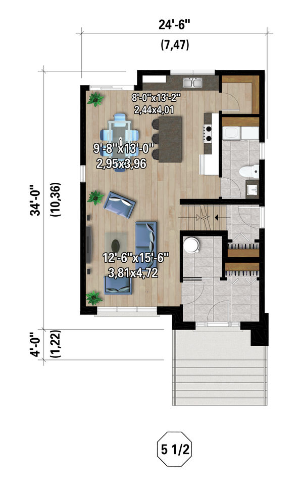 House Blueprint - Contemporary Floor Plan - Main Floor Plan #25-5021