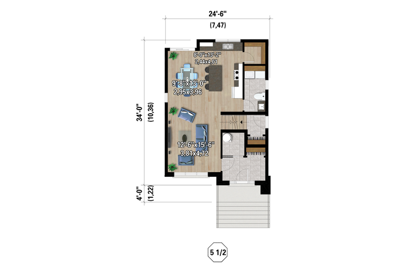 Home Plan - Floor Plan - Main Floor for Contemporary House Plan #25-5021 - 4 bed, 2 bath