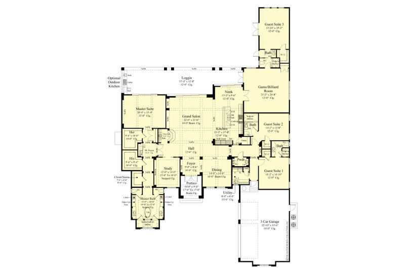 Architectural House Design - Floor Plan - Main Floor for Contemporary House Plan #930-520 - 4 bed, 4.5 bath