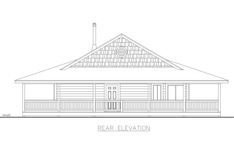 House Blueprint - Exterior - Rear Elevation for Country House Plan #117-996 - 2 bed, 2 bath