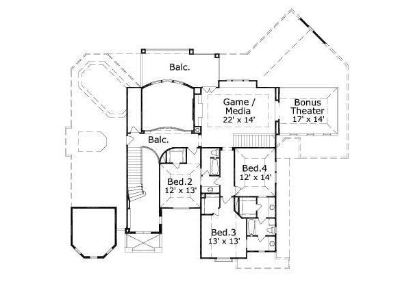 European Floor Plan - Upper Floor Plan #411-607