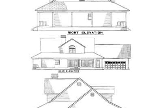 Exterior - Rear Elevation 1 for Southern House Plan #17-2190 - 3 bed, 2.5 bath