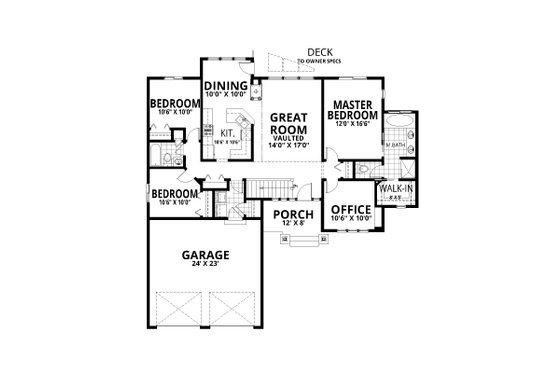 Floor Plan - Main Floor for Craftsman House Plan #112-191 - 4 bed, 2 bath