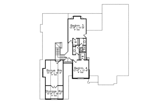 Floor Plan - Upper Floor for European House Plan #52-230 - 4 bed, 3.5 bath