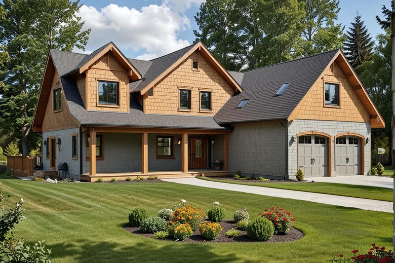 House Blueprint - Exterior - Front Elevation for Bungalow House Plan #117-546 - 3 bed, 2.5 bath