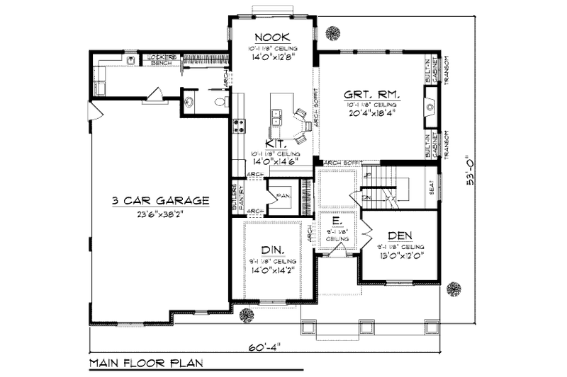 Dream House Plan - Floor Plan - Main Floor for Craftsman House Plan #70-1000 - 4 bed, 3.5 bath
