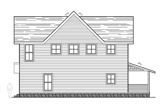 Exterior - Rear Elevation for Traditional House Plan #123-117 - 2 bed, 2 bath