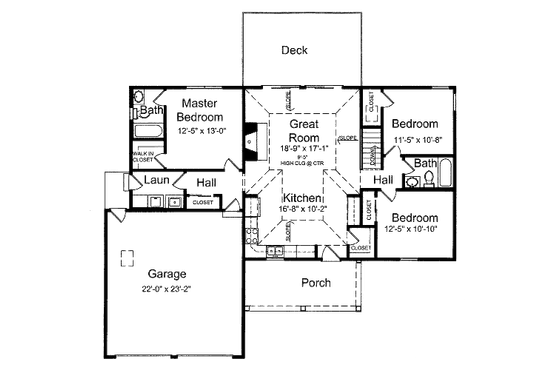 Floor Plan - Main Floor for Country House Plan #46-411 - 3 bed, 2 bath