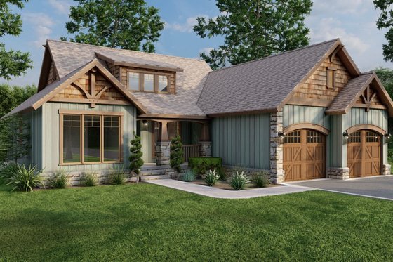 Exterior - Front Elevation 3 for Craftsman House Plan #17-2217 - 3 bed, 2 bath