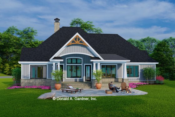 Exterior - Rear Elevation for Craftsman House Plan #929-1154 - 3 bed, 2.5 bath