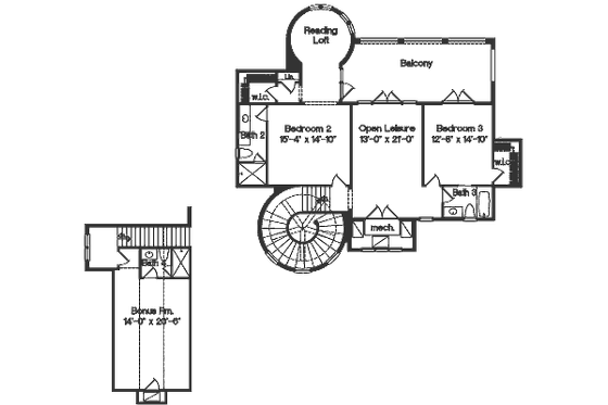 Floor Plan - Upper Floor for Mediterranean House Plan #135-150 - 4 bed, 3.5 bath