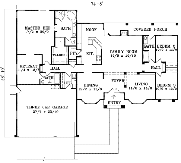 Ranch Floor Plan - Main Floor Plan #1-1461