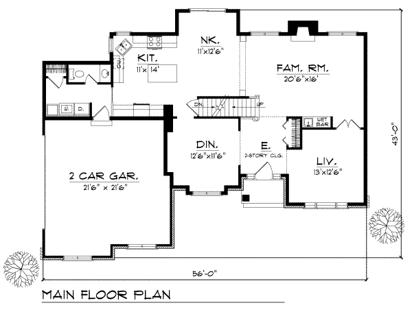 Dream House Plan - Traditional Floor Plan - Main Floor Plan #70-392