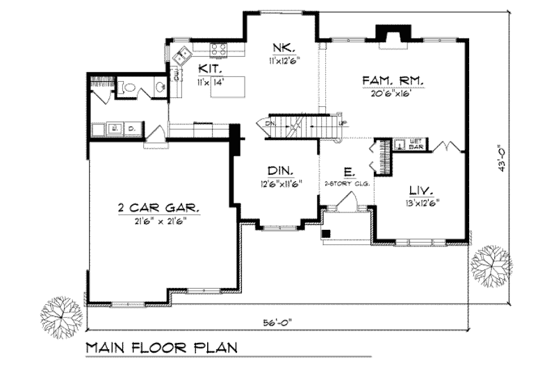 House Plan Design - Floor Plan - Main Floor for Traditional House Plan #70-392 - 4 bed, 2.5 bath