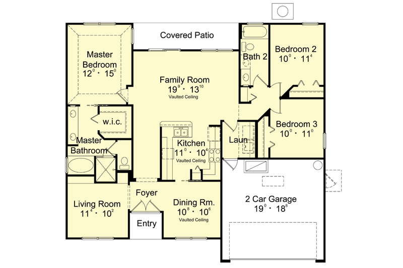 Home Plan - Floor Plan - Main Floor for Mediterranean House Plan #417-821 - 3 bed, 2 bath