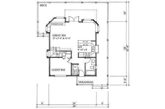 Floor Plan - Main Floor for Cottage House Plan #118-111 - 2 bed, 2 bath