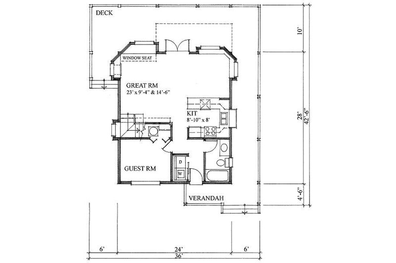 Architectural House Design - Floor Plan - Main Floor for Cottage House Plan #118-111 - 2 bed, 2 bath