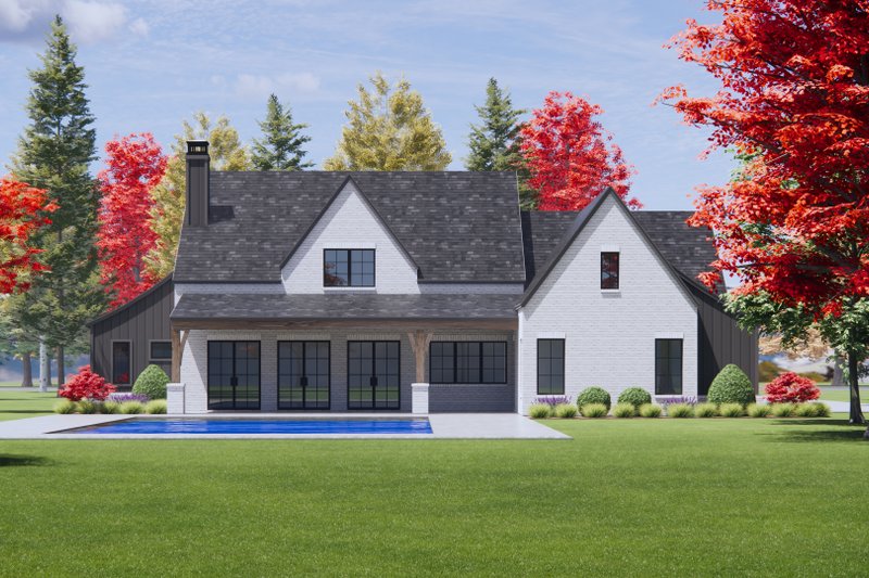 House Plan Design - Exterior - Rear Elevation 1 for Tudor House Plan #1096-41 - 4 bed, 4.5 bath