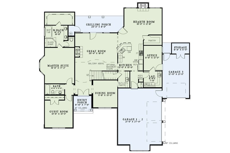 House Blueprint - Floor Plan - Main Floor for European House Plan #17-2302 - 3 bed, 3 bath