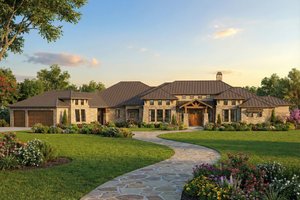 Exterior - Front Elevation 3 for Prairie House Plan #80-211 - 4 bed, 4 bath