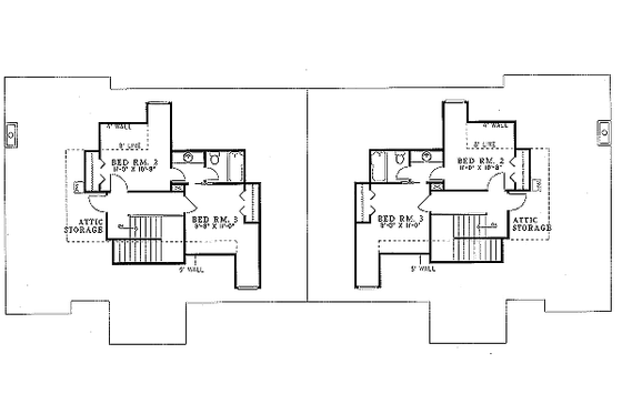 Floor Plan - Upper Floor for European House Plan #17-2010 - 3 bed, 2.5 bath