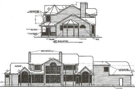 Exterior - Rear Elevation for European House Plan #303-348 - 6 bed, 4.5 bath