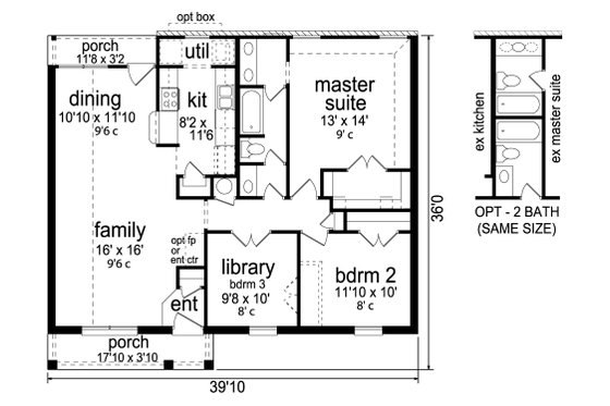 Floor Plan - Main Floor for Traditional House Plan #84-576 - 2 bed, 1 bath