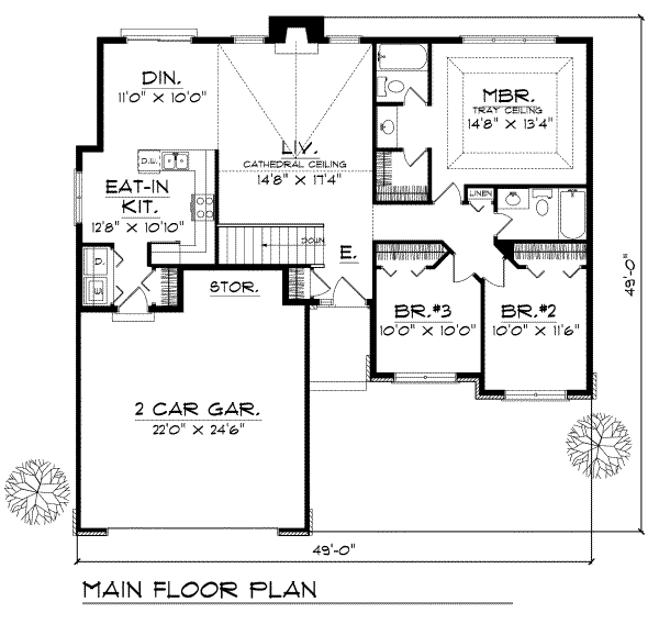 Dream House Plan - Traditional Floor Plan - Main Floor Plan #70-119