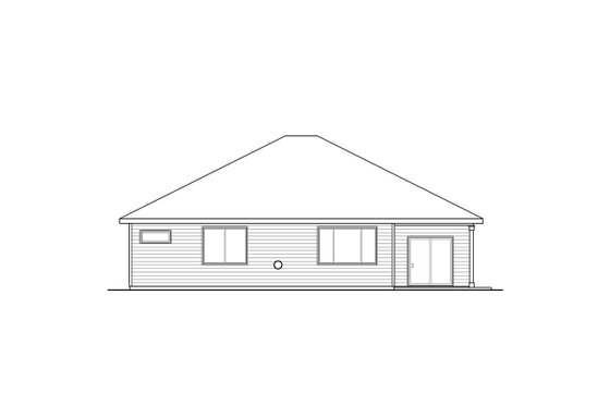 Exterior - Rear Elevation for Ranch House Plan #124-1096 - 3 bed, 2 bath