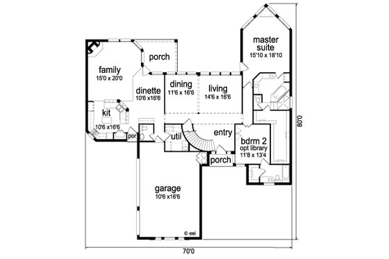 Floor Plan - Main Floor for Traditional House Plan #84-419 - 5 bed, 4.5 bath