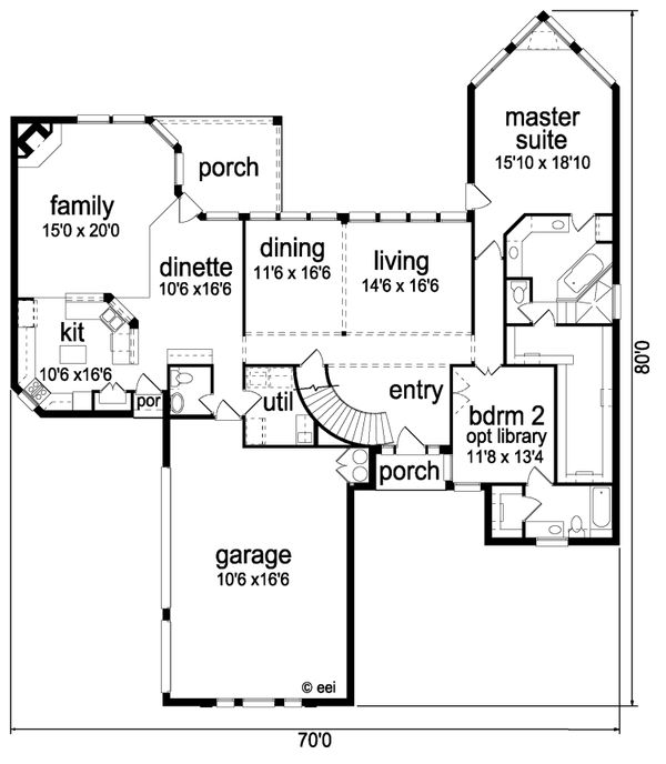Architectural House Design - Traditional Floor Plan - Main Floor Plan #84-419