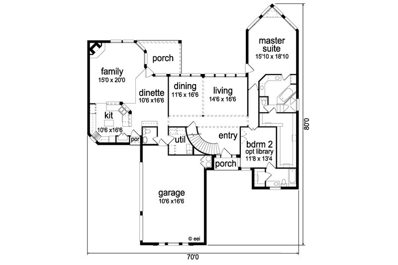 Home Plan - Floor Plan - Main Floor for Traditional House Plan #84-419 - 5 bed, 4.5 bath
