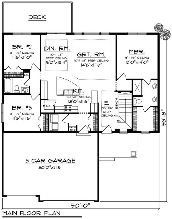 Craftsman Floor Plan - Main Floor Plan #70-1546